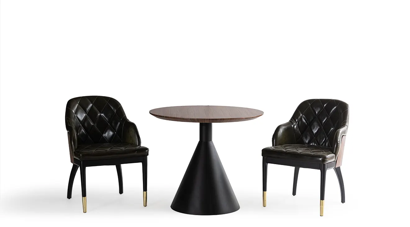 Sasa Yuvarlak Ceviz-Siyah Masa